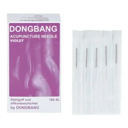Dongbang VIOLET acupunctuurnaalden met stalen handvat 0,20 x 15 mm | violet